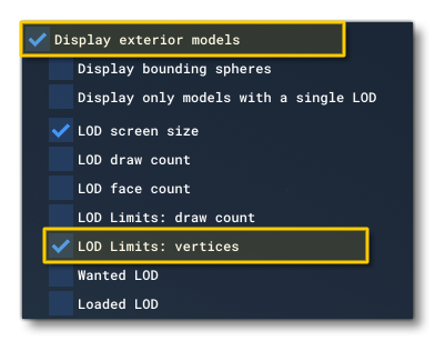The LOD Limits: Vertices Checkbox
